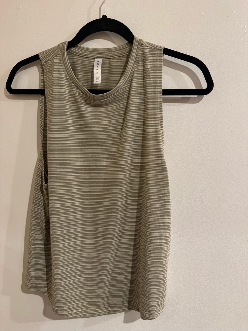 Athleta Olive Striped Muscle Tank